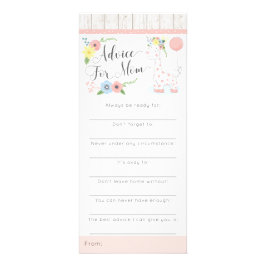Giraffe Baby shower Advice Game Rustic Floral Reclamekaart