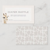Giraffe Baby shower Beige Luier Raffle Ticket Informatiekaartje (Voorkant / Achterkant)