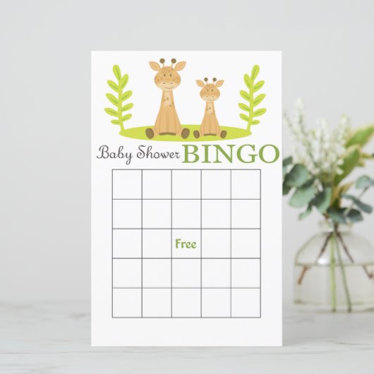 Giraffe baby shower bingo card (Staand voorkant)