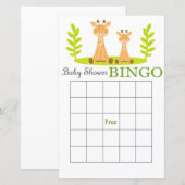 Giraffe baby shower bingo card (Voorkant / Achterkant)
