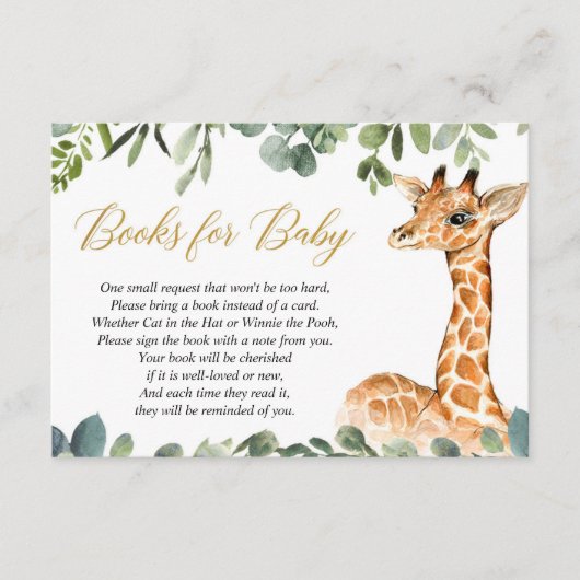 Giraffe baby shower boek in plaats van een kaart (Voorkant)