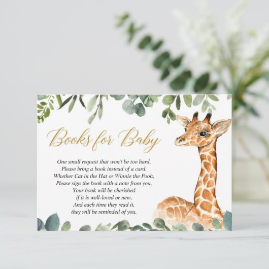 Giraffe baby shower boek in plaats van een kaart (Staand voorkant)