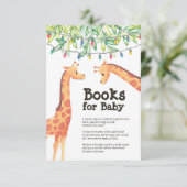 Giraffe Baby shower Book Enclosure Card Kaart (Staand voorkant)