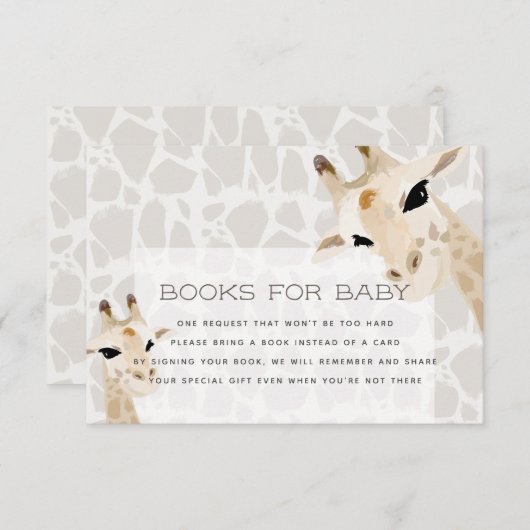 Giraffe Baby shower Book Request Card Informatiekaartje (Voorkant / Achterkant)
