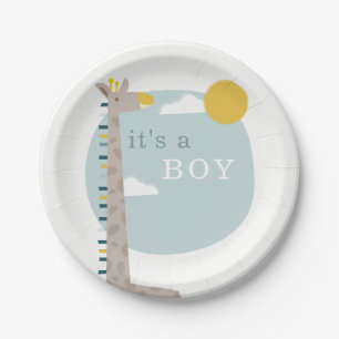 Giraffe Baby shower Borden - Jongen Papieren Bordje