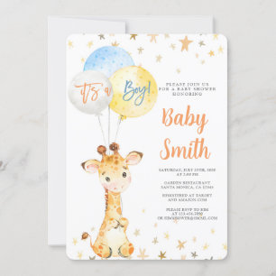 Giraffe Baby shower Boy Invitation Kaart
