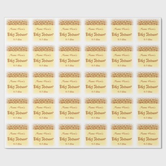 Giraffe Baby shower Cadeaupapier (Vlak)