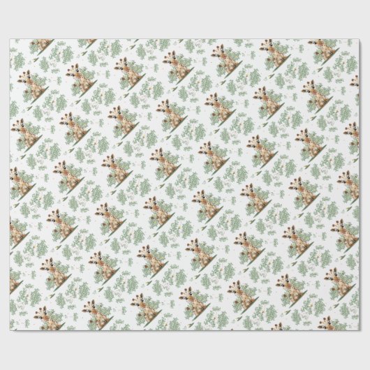 Giraffe Baby shower Cadeaupapier (Vlak)