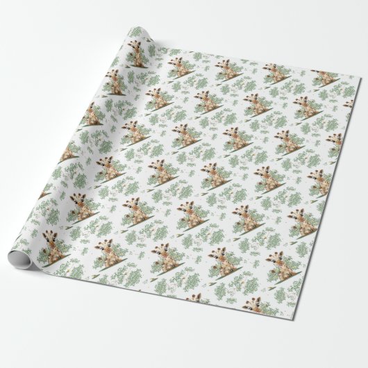 Giraffe Baby shower Cadeaupapier (Uitgerold)