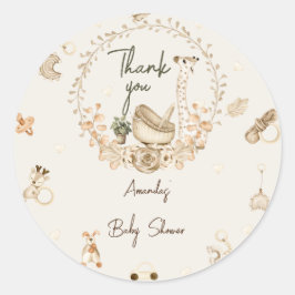 Giraffe Baby Shower Dank Je Ronde Sticker