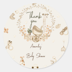 Giraffe Baby Shower Dank Je Ronde Sticker
