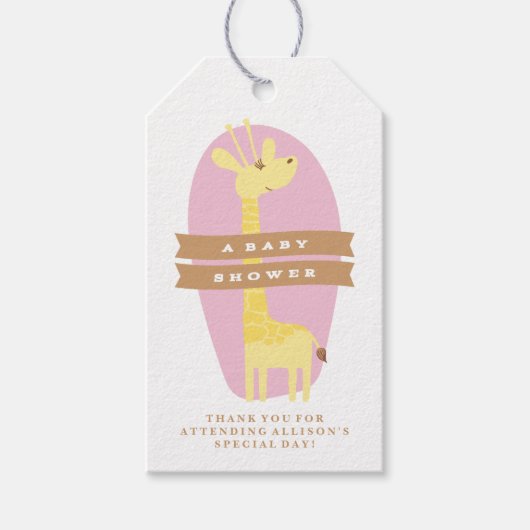 Giraffe Baby shower dank u cadeau Label Cadeaulabel (Voorkant)