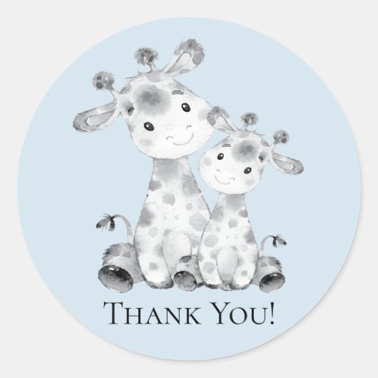 Giraffe Baby shower Dank u voor Sticker (Voorkant)