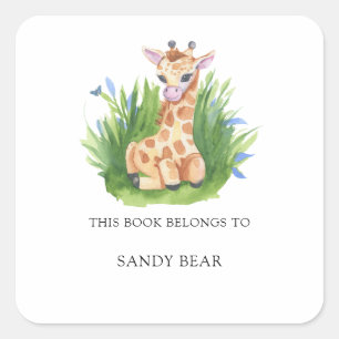 Giraffe - Baby Shower ex-libris Vierkante Sticker