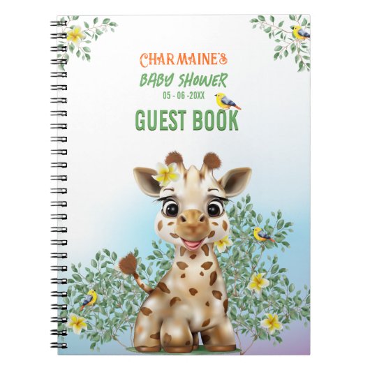 Giraffe Baby shower Gastenboek Notitieboek (Voorkant)