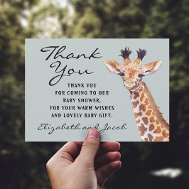 Giraffe Baby shower Hartelijk dank Bedankkaart