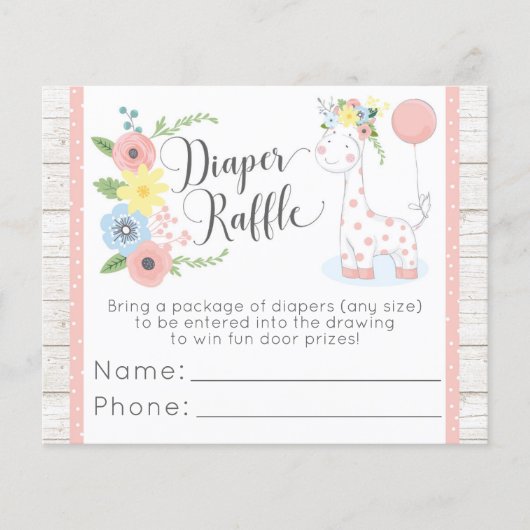 Giraffe Baby shower instapmodel Kaart voor luier R (Voorkant)