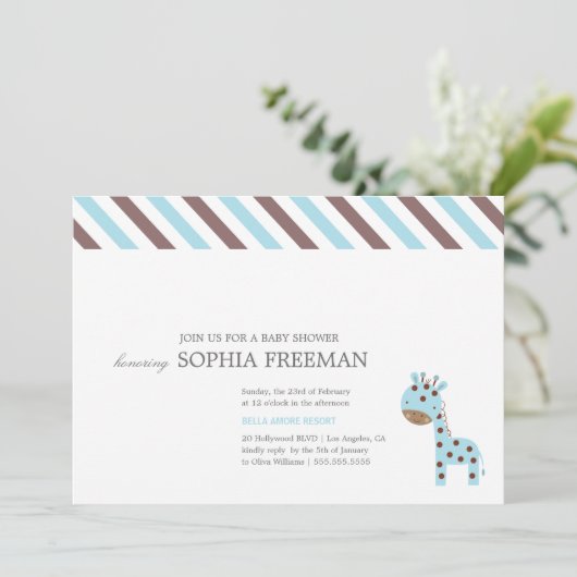 GIRAFFE | BABY SHOWER INVITATIE KAART (Staand voorkant)