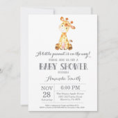 Giraffe Baby shower Invitation Grey Kaart (Voorkant)