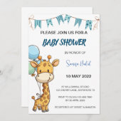 Giraffe Baby shower - Jongen Kaart (Voorkant / Achterkant)