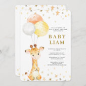 Giraffe Baby shower Kaart (Voorkant / Achterkant)