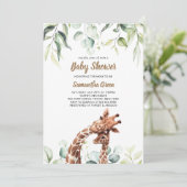 Giraffe Baby shower Kaart (Staand voorkant)