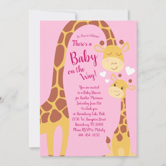 Giraffe Baby shower Kaart (Voorkant)