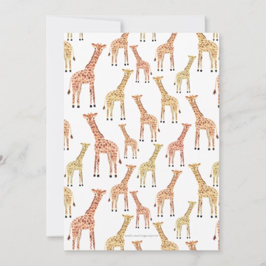 Giraffe Baby shower Kaart (Achterkant)