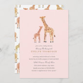 Giraffe Baby shower Kaart (Voorkant / Achterkant)
