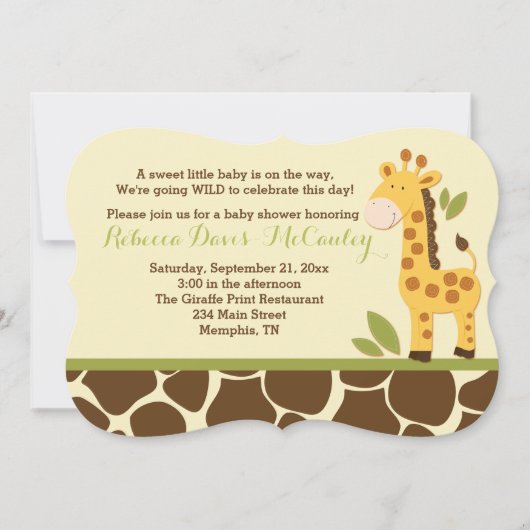 Giraffe Baby shower Kaart (Voorkant)