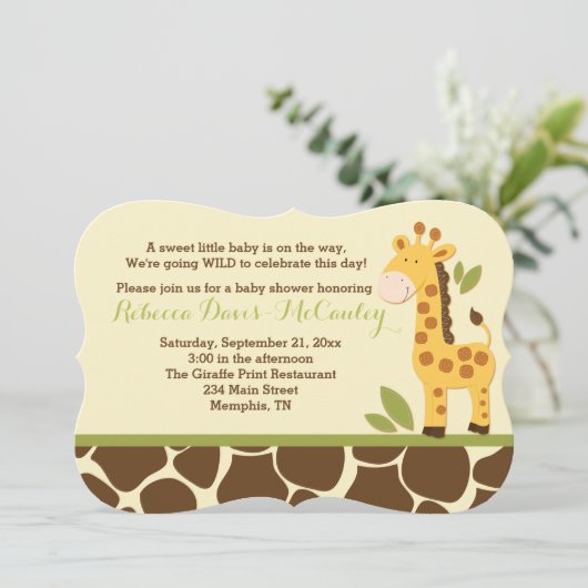 Giraffe Baby shower Kaart (Staand voorkant)