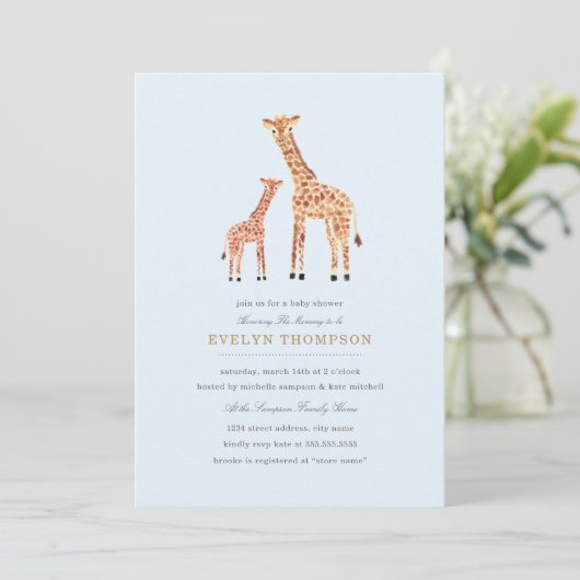 Giraffe Baby shower Kaart (Staand voorkant)