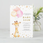 Giraffe Baby shower Kaart (Staand voorkant)