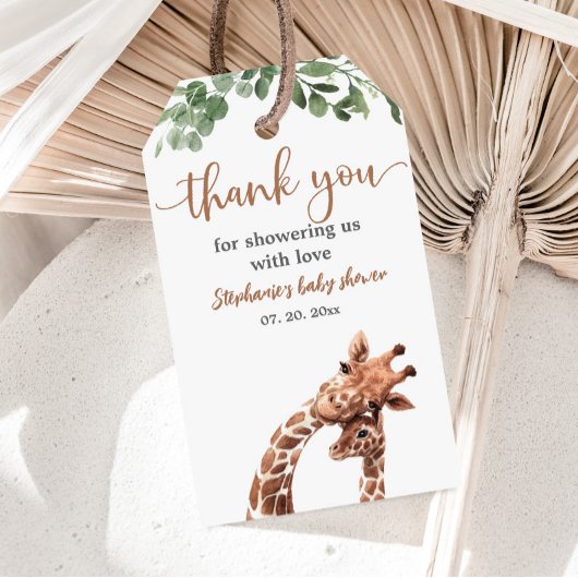 Giraffe Baby shower Label Cadeaulabel