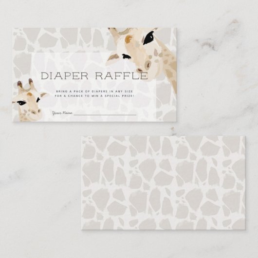 Giraffe Baby shower Luier Raffle Ticket Informatiekaartje (Voorkant / Achterkant)