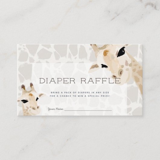 Giraffe Baby shower Luier Raffle Ticket Informatiekaartje (Voorkant)