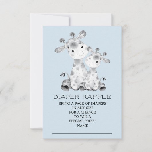 Giraffe Baby shower Luier Raffle Ticket Kaart (Voorkant)