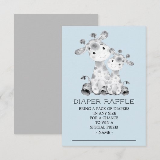 Giraffe Baby shower Luier Raffle Ticket Kaart (Voorkant / Achterkant)