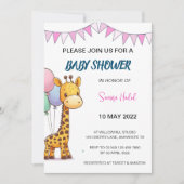 Giraffe Baby shower - Meisje Kaart (Voorkant)