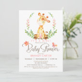 Giraffe Baby shower, meisje Kaart (Staand voorkant)