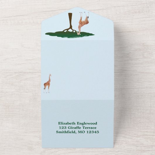 Giraffe Baby shower met RSVP All In One Uitnodiging (Buitenkant)