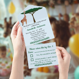 Giraffe Baby shower met RSVP All In One Uitnodiging