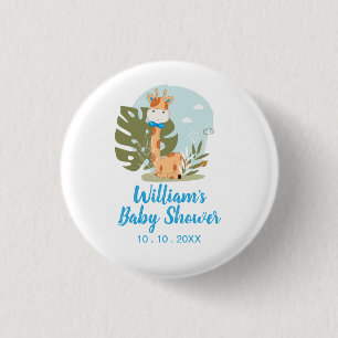 Giraffe Baby shower Napkin (Boy Safari Animal) Ronde Button 3,2 Cm