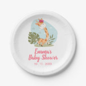 Giraffe Baby shower Napkin (Girl Safari Animal) Papieren Bordje (Voorkant)