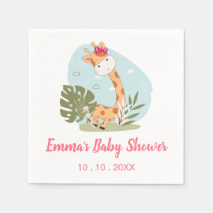 Giraffe Baby shower Napkin (Girl Safari Animal) Servet