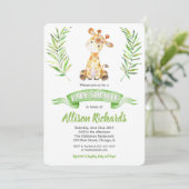 Giraffe baby shower nodigt genderneutraal uit kaart (Staand voorkant)