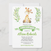 Giraffe baby shower nodigt genderneutraal uit kaart (Voorkant)
