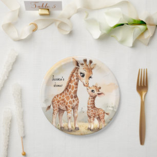 Giraffe Baby Shower Papieren Bordje