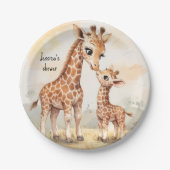 Giraffe Baby Shower Papieren Bordje (Voorkant)