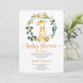 Giraffe Baby shower per postmeisje Kaart (Staand voorkant)